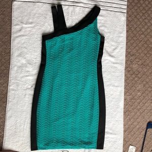 Cocktail dress, black & mint green. Worn once.